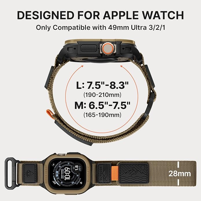 Bandletic Rugged Case with Band Compatible with Apple Watch 49mm(Ultra 3/2/1),46mm(Series 11/10), 45mm(Seriess 9/8/7),44mm(SE3/SE2/SE/6/5/4), Protective Cover Sport Accessories for iWatch Men