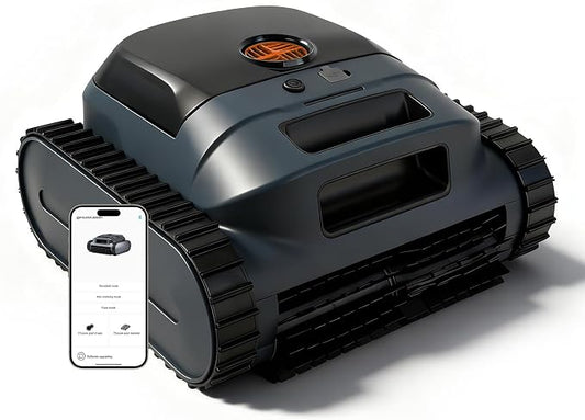 Cordless Robotic Pool Vacuum Cleaner, Intelligent Route Planning, Wall & Waterline Climbing, 120-Min Runtime, for Above Ground/Inground Pools up to 2000 sq. ft, APP Support, Orange and Black