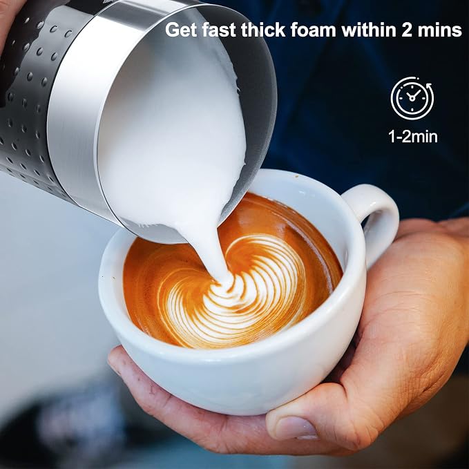 Huogary Electric Milk Frother and Steamer - 4 In 1 Automatic Milk Steamer, 300ml/10.1oz Hot& Cold Foam Maker and Milk Warmer For Latte, Cappuccinos, Macchiato, Black