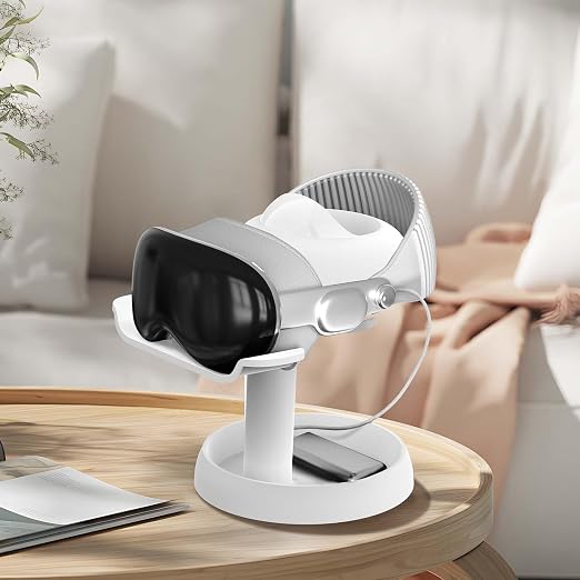 AMVR Stand Holder Compatible with Meta Quest 3s/Quest 3/Vision Pro/Quest 2/Pico 4/for PSVR 2 - Universal VR Headset Display Dock, Stable Bracket Storage Round Base, Mount Install Easy