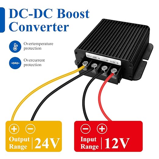600W Dc-Dc 24V 25A Power Converter 12V to 24V Step-Up Transformer, Shockproof and Dustproof/Providing Screwdriver, Used for Solar,Electric Vehicle Chargers (Overload Protection)