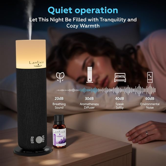 Lantixin Waterless Essential Oil Diffuser,Smart Scent Diffuser with Nightlight,Cold Air Scent Diffuser Oil Machine for Home Large Room,120ml Aromatherapy Diffuser Plug-in for 1000 Sq Ft