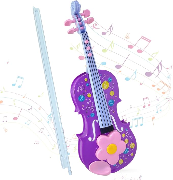 Sealive Kids Electronic Violin Toy with Bow, 17 Inch Music Instrument for Kids Ages 2+, Soft Simulated Bowing Surface, Built-in Songs, Auto Play & Tremolo Modes, Musical Gift for Girls Boys