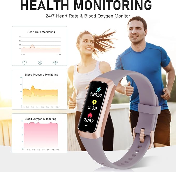 Fitness Tracker with 24/7 Heart Rate, Health Tracker with Calories Sleep Monitor, 1.10''AMOLED Touch Color Screen, Step Counter Activity Pedometer Smart Watch for Women Men