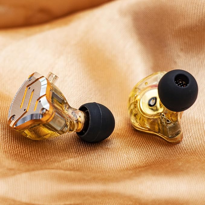 Linsoul KZ ZS10 Pro, 4BA+1DD 5 Driver in Ear Monitor, HiFi Wired Earbuds, Gaming Earbuds, Hybrid IEM Earphones with Stainless Steel Faceplate, Detachable Cable for Musician(Without Mic, Glare Yellow)