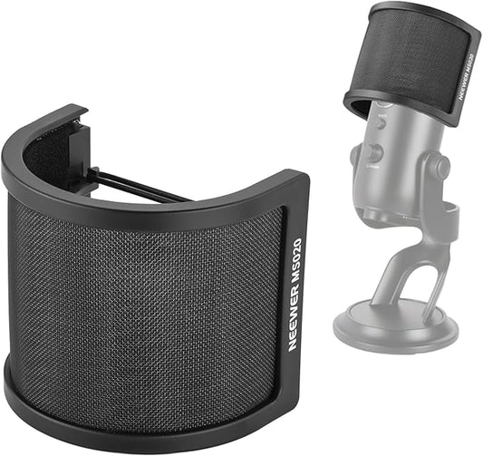 NEEWER Pop Filter for Microphones, Triple Layer Isolation Shield Windscreen Cover for 40-72 mm Diameter Mics, Compatible with Blue Yeti for Podcast Streaming Voice Over Singing Studio Recording, MS020