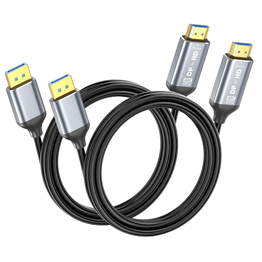 4K DisplayPort to HDMI Cable 6ft 2-Pack, Uni-Directional DP (Source) to HDMI (Display) Cable for Desktop Monitor Projector HDTV AMD NVIDIA, 4K@60Hz, Aluminum Shell, Compatible Lenovo HP Dell