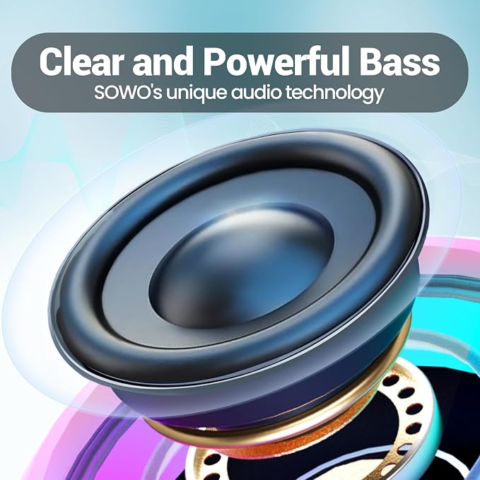 Bluetooth Shower Speaker Waterproof - Small Portable Bluetooth Speaker Wireless with Clip - Powerful Bass and Louder Volume - Colorful Lights and Lightweight