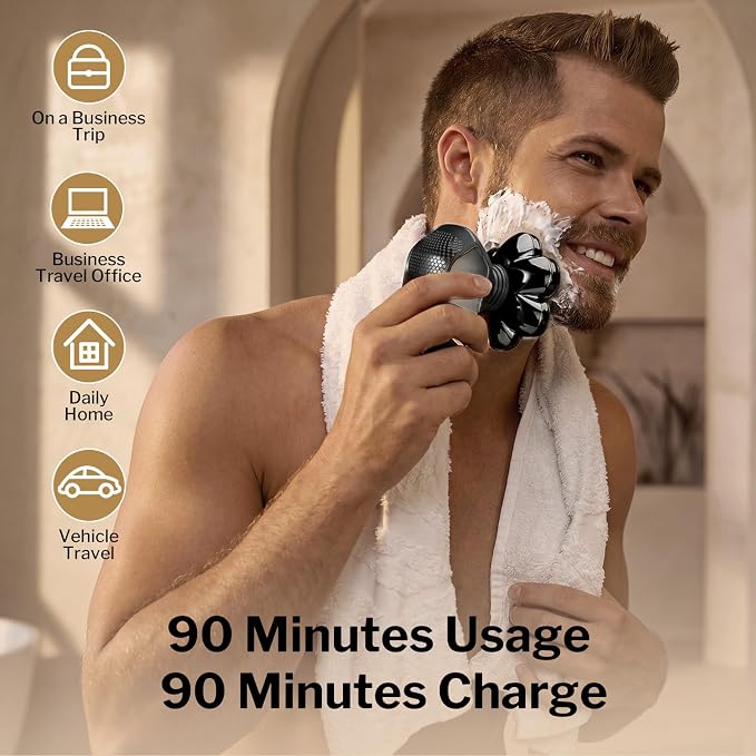 Head Shavers for Bald Men: 5-in-1 Electric Razor with 7D Floating Blades - IPX7 Waterproof Grooming Kit, Detachable Magnetic Head, 90-Min Wet Dry Gifts for Father's Day
