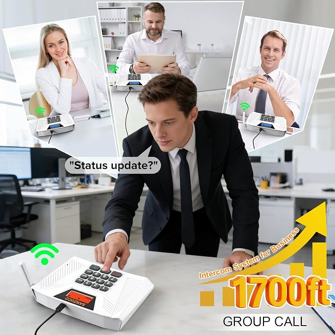 60L Intercoms Wireless for Home, 1700ft 2026 Wireless Intercom System with Full Duplex & Group Call, Hands Free Two Way Real Time Home Intercom for Elderly, Kids & Office (2 Pack)