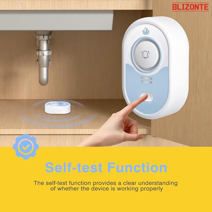 Water Leak Detector 3 Pack, 5-Year Battery Life, Water Alarm with Low Battery Warning, 100dB Loud Sound and Self-Test Function, IP66 Waterproof for Home Basement Kitchen(Not Support Wi-Fi)