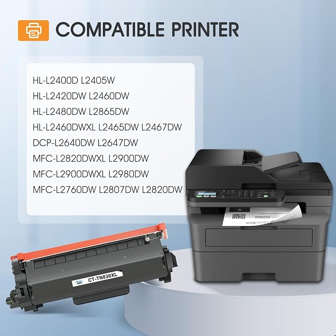 TN830 TN830XL 830XL Toner for Brother Printer TN 830 XL TN830 XL/V/R Replacement for Brother TN-830 TN-830XL Cartridge DCP-L2640DW HL-L2460DW MFC-L2820DW HL-L2405W HL-L2400D High Yield 4 Pack Black