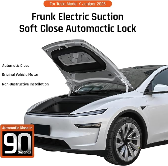 Hands-Free Automatic Frunk Closer for Tesla Model Y Juniper 2025 2026 - Power Front Trunk Lock with Soft Close - Easy Installation Accessory