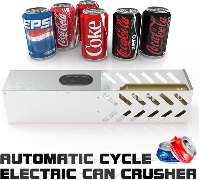 Electric Can Crusher, Automatic Can Crushers for Recycling Wall Mounted, Can Trash Compactor for Recycling 12oz~16oz Cans, Can Crusher for Recycling for Aluminum Seltzer, Soda, Cola, Beer Cans