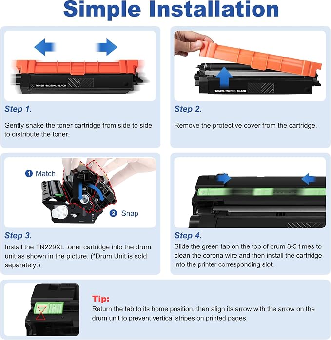 TN229XL 229XL TN229 High Yield Toner Cartridge Compatible Replacement for Brother TN229XL TN-229 Works with Brother MFC-L3720CDW L3780CDW L3765CDW HL-L3220CDW L3280CDW L3300CDW Printer (4-Pack Color)