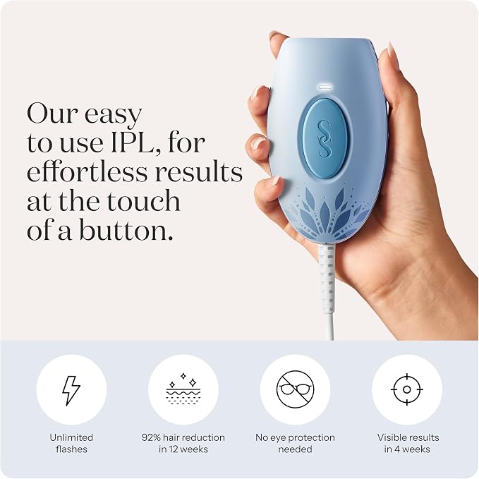SmoothSkin Pure Mini Lite IPL Blue Hair Removal Device – Compact At-Home Laser Hair Removal for Women, Safe for Face & Body, Permanent Hair Reduction, Gentle & Painless, Salon-Quality Results