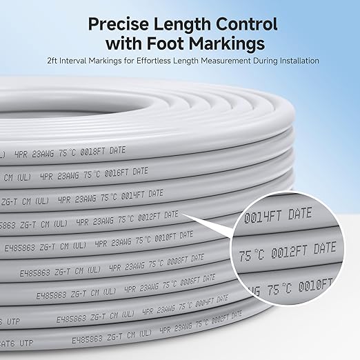 Cable Matters [UL Listed] 10Gbps in-Wall (CM) Rated 23AWG Bare Copper Cat 6 Cable - 1000ft, Solid, UTP Cat6 Bulk Ethernet Cable, Cat6 Ethernet Cord, White