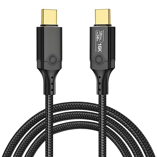 120Gbps Thunderbolt 5 Cable 6.6FT, up to 120Gbps Bandwidth for 16K/Dual 8K, 240W, Braided USB C Video Cable Compatible Thunderbolt 4/5, SSD, MacBook M4 Pro,Dock,eGPU,USB4 and USB C, Black