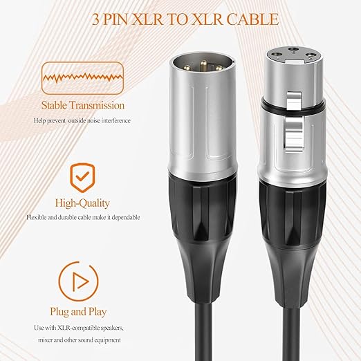 Tisino 10FT XLR Cable, 4 Pack Microphone Cable XLR Male to XLR Female Balanced Microphone Cord Compatible with Preamps/Speaker Systems and More - 3m/10ft