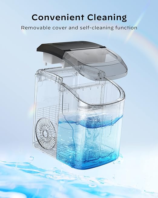Nugget Ice Maker Countertop - 33lbs/24H, Silonn Pebble Ice Maker Machine with Self-Cleaning Function, Ice Makers for Home Kitchen Office