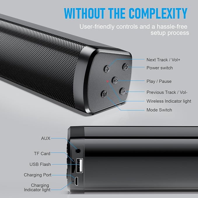 Dnil Portable Long bar Speaker, Bluetooth Wireless Speaker, Powerful Speaker for Home Use, Outdoor Parties, Beach, and Travel