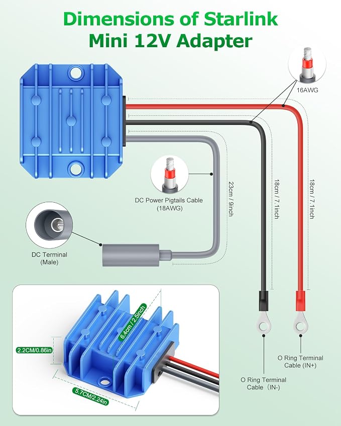 Starlink Mini 12V Adapter DC Step Up Converter 12V to 30V 3.5A Smart Boost Starlink Mini Power Supply Cable Battery Pack Blue for RV Accessories 9-28V Input with Waterproof DC Port No Voltage Drop