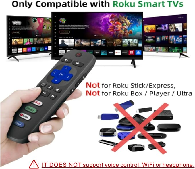 (Pack of 2) Replacement for Roku TV Remote Control, Compatible with TCL Roku/Hisense Roku/Onn Roku/Roku Built-in Smart TVs. (Not Compatible with Roku Sticks or Box). 1 Year Warranty.