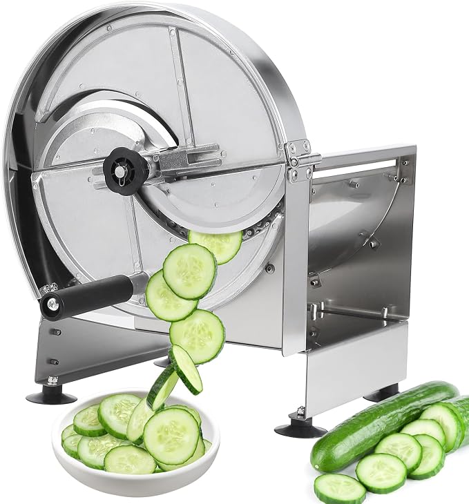 Commercial Vegetable Fruit Slicer, 0.2-10mm Adjustable Thickness, Stainless Steel Manual Vegetable Cutter Machine for Slicing Fruit Potato Lemon Onion Cabbage Tomato