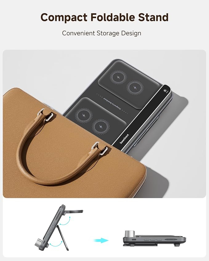 Dual Phone Charger, Wireless Charger for iPhone 17/16/15/14/13/12 Series, for Apple Watch 11/10/9/8/7/Ultra 3/SE 3, for AirPods 4/Pro 3/Pro 2, SwanScout 710A