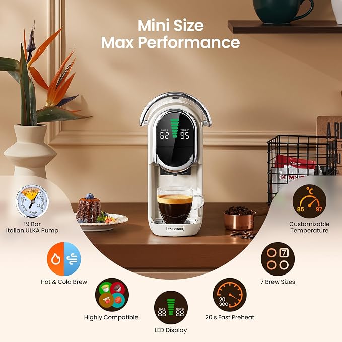 Magician1 Mini Multi-Pod Espresso Machine & Coffee Maker, Compatible with Nespresso Original, Dolce Gusto, Blue & ESE Pods, Ground, Adjustable Brew Size & Temp, Compact for Home, Office, Dorm & RV