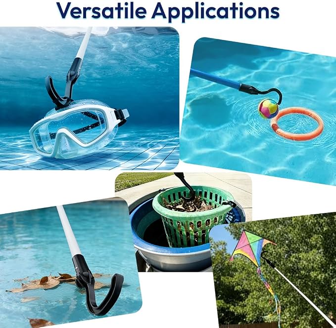 Multifunctional Pool Hook for All Robotic Pool Cleaners, Compatible with Cordless, Above Ground & Underwater Robots, Attaches to Telescopic Poles, Pool Accessories