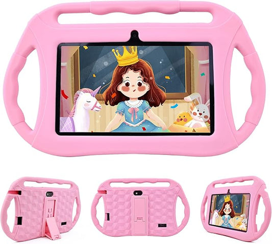 Veidoo Kids Tablet, 7 inch Android Tablet, 2GB+32GB, WiFi, IPS Screen, Children Tablet with Parental Control, Games, Learning Educational Tablet for Toddlers (Pink)