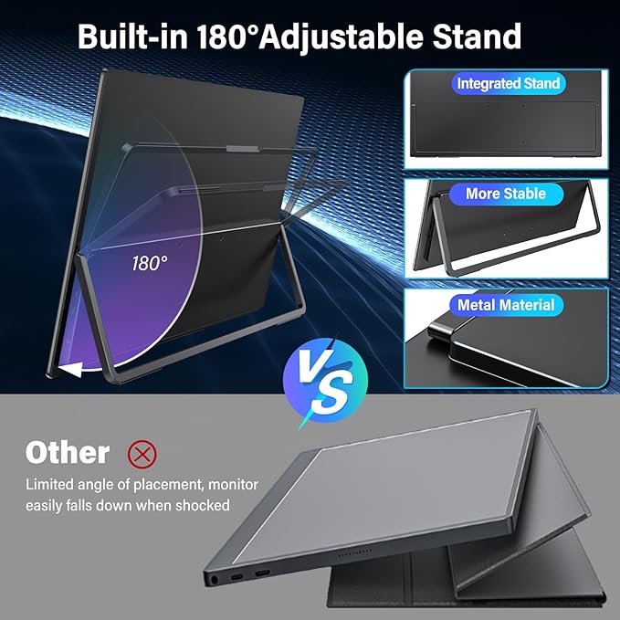 InnoView 18.5 Inch 280Hz Portable Gaming Monitor,2K QHD 100% sRGB Portable Monitor Gameplus HDR FreeSync Laptop Monitors,Portable Screen for PC Phone Game Console