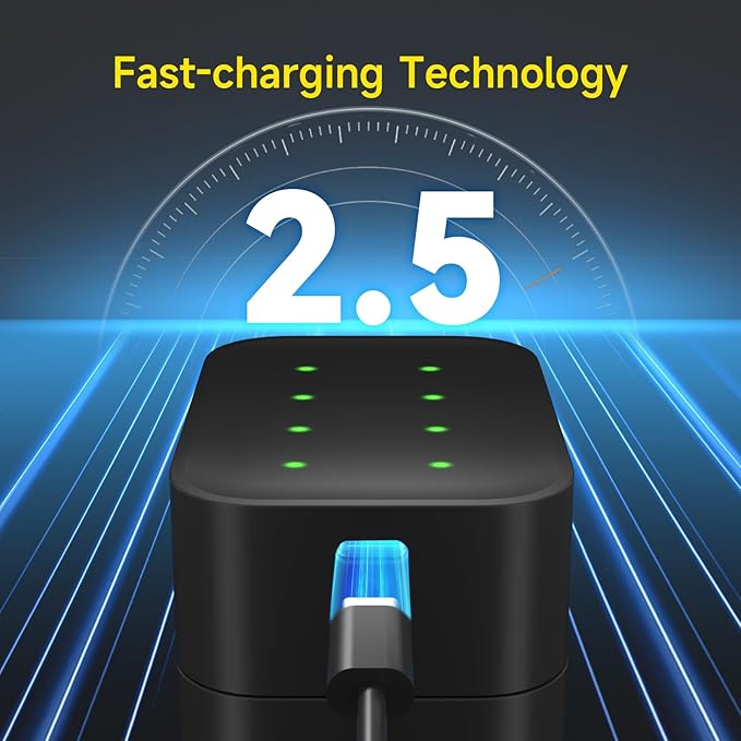 Lithium Batteries aa Charger 8 Bay Individual Fast Charging Rechargeable for Rechargeable AA Batteries(8-Slot Charger)