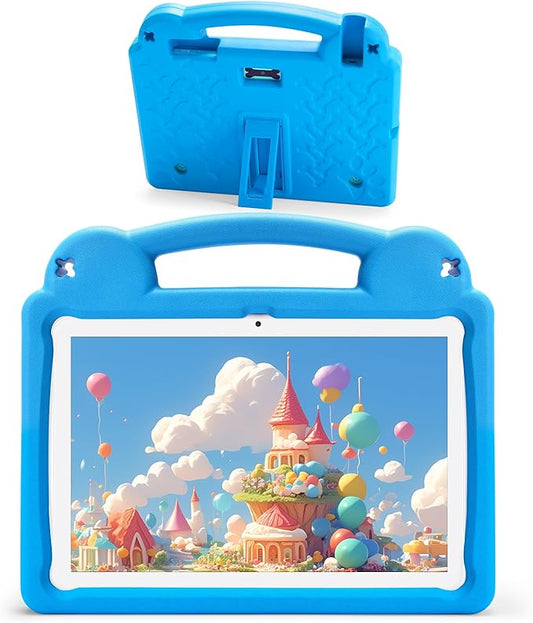 10 Inch Tablet for Kids with Parental Control, 8(4+4) GB RAM 64GB ROM, Octa Core, WiFi 6, 5000mAh Battery, GMS - Kids Tablet with Blue EVA Case
