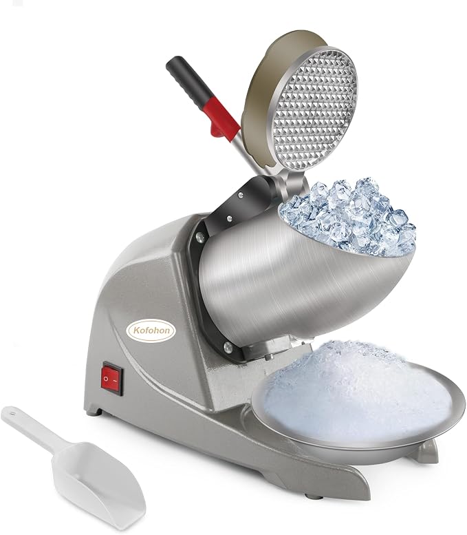 Electric Ice Shaver, Shaved Ice Machine, Especially for Home Use Ice Crusher, Dual Stainless Steel Shaving Blades, Double Covers,176lbs per hour,300W/1440rpm,Upgraded Version.