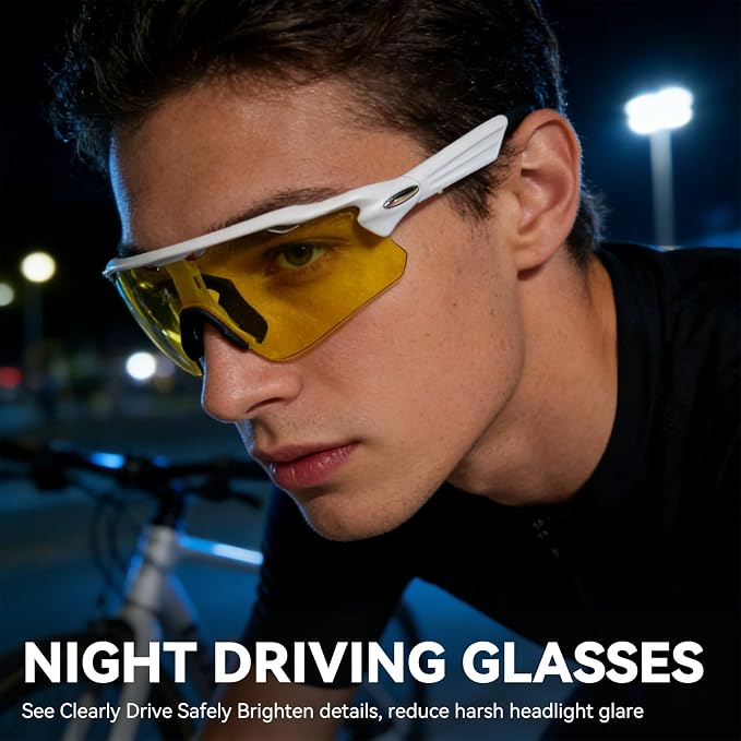 Bluetooth Smart Sunglasses for Men Women, Open-Ear Speaker Glasses with Touch Control, UV400 Polarized Lens, 5-6H Playtime for Outdoor Sports,White and Yellow