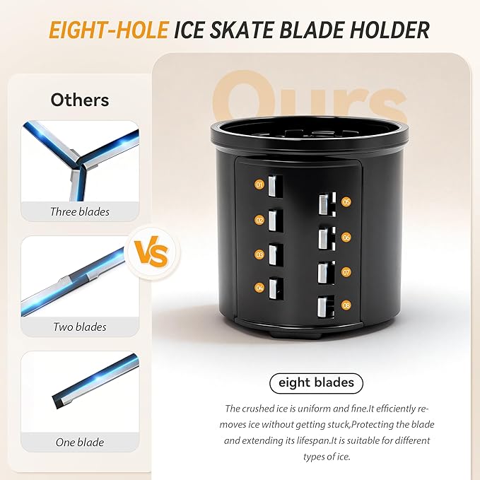 Snow Cone Machine & Shaved Ice Machine, Crushed Ice Maker in Stainless Steel Metal Design with Ice Pick & Tray – Powerful Motor, Sharp Blades, Fast Ice Shaving for Home, Parties
