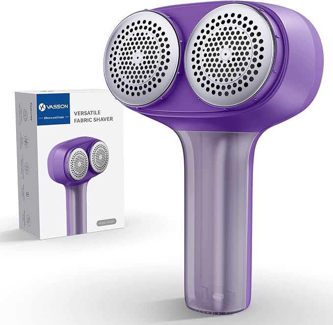 VASSON Fabric Shaver, Electric Lint Remover, Rechargeable Lint Shaver, Sweater Shavers to Remove Pilling, Large Fuzz Remover for Clothes Couch Furniture (Purple)