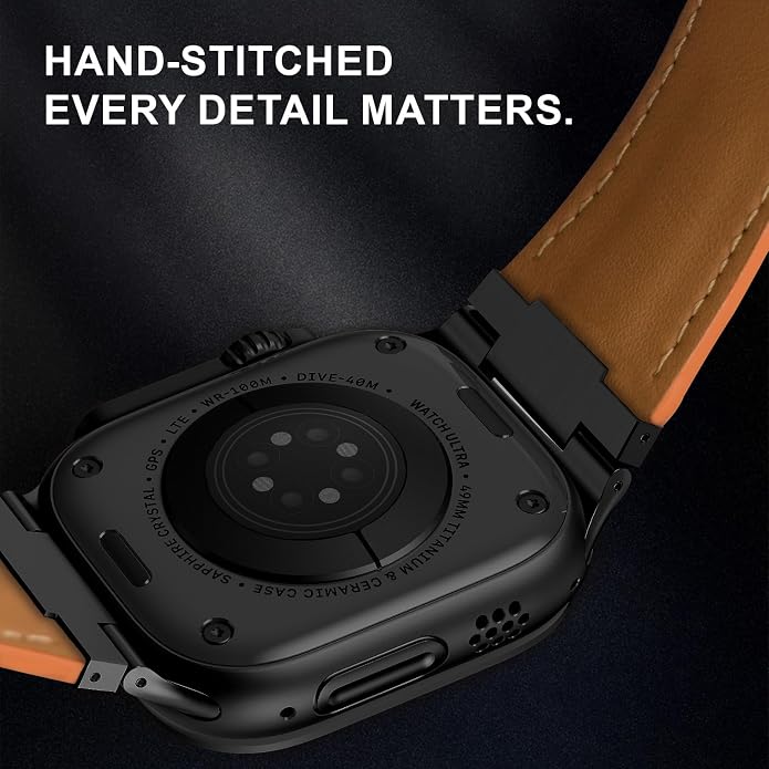 Vintage Genuine Leather Band for Apple Watch Ultra 49mm (2026 Upgrade), Rugged Replacement Strap Compatible with iWatch 46mm 45mm 44mm - for Men Women, Fit Ultra3/2/1, SE 3/2/1, Series11 10/9/8/7/6/5/4