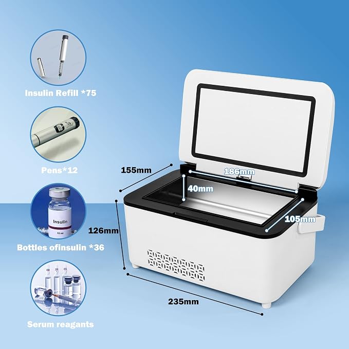 Insulin Cooler Box Insulin Pen Travel Cooler Mini Drug Refrigerator Case Diabetic Cooler Portable car Insulin Cooler Box USB Rechargeable LED Display (℉)