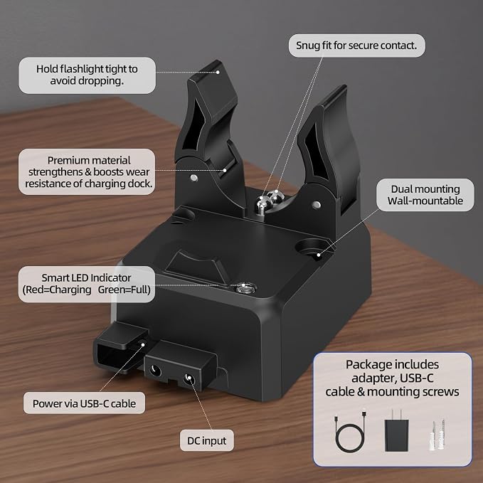 Replacement 74102 Charger Holder Compatible with Strea-mlight Strion Series, Smart Type‑C Charger Base with Fast Charging and Durable