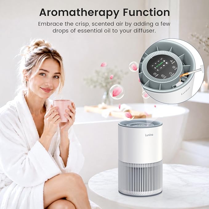 2 Pack Air Purifiers for Home Large Room up to 1200ft², LUNINO Air Purifier for Bedroom with H13 HEPA Washable Filter, Aromatherapy, Air Quality Sensor, Sleep Mode for Smoke, Dust, Pet Dander, Odor