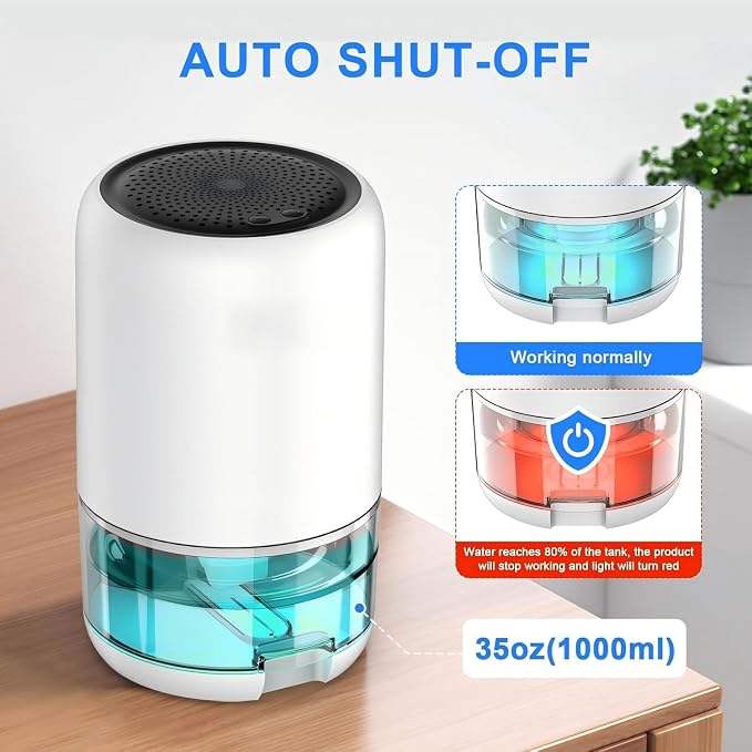 Dehumidifier for Basement, Quiet with Auto Shut Off, Ideal for Livingroom, Bedroom, Garage, Rv, Snow White
