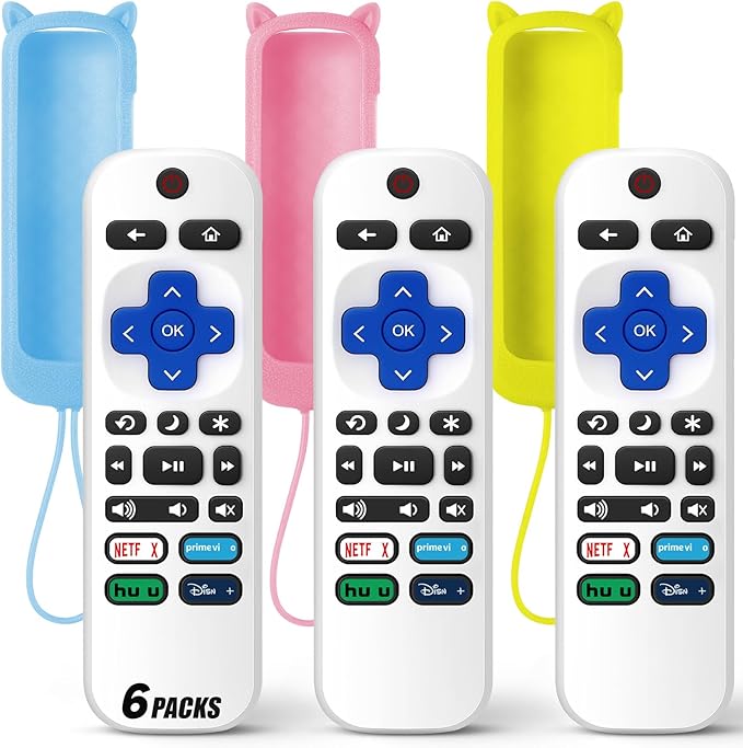(Pack of 3) Replacement Remote Only for Roku TV with Soft Silicone Protective Cover (Glow in The Dark), Universal Remote for TCL/Onn/Hisense/Sharp/Element/Philips Roku Smart TV (Elegant White)