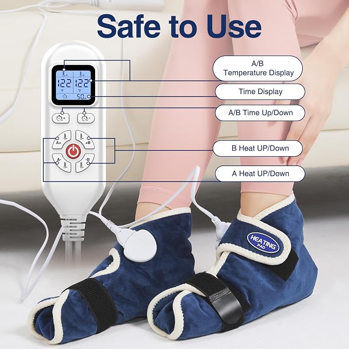 AOKESTE Heating Pad for Feet and Ankle,Heating Pad for Feet Neuropathy,Foot Heating Pad for Achilles Tendonitis Relief,Auto Shut Off,Heated Foot Warmers for Plantar Fasciitis Relief(2PCS)