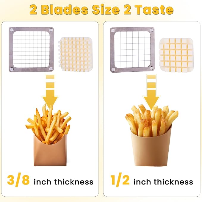 Commercial Vegetable Fruit Chopper 1/4″&3/8″ Blade Heavy Duty Professional Food Dicer Kattex French Fry Cutter Onion Slicer Stainless Steel for Tomato Peppers Potato (16in Hand Pressure Style)