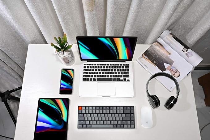 Keychron K2 75% Layout Bluetooth Wireless Mechanical Keyboard Super Switch/White LED Backlit/USB C/Anti Ghosting/N-Key Rollover, 84 Keys Gaming Keyboard for Mac Windows-Version 2