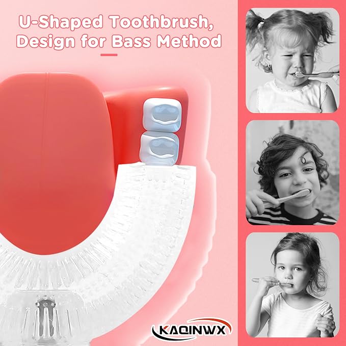 Kids U Shaped Electric Toothbrush for Age 2-12, Rechargeable Toddler Toothbrush with 60S Smart Timer, Dinosaur Design, IPX7 Waterproof & 360°Cleaning,Develop Kids' Brushing Habits