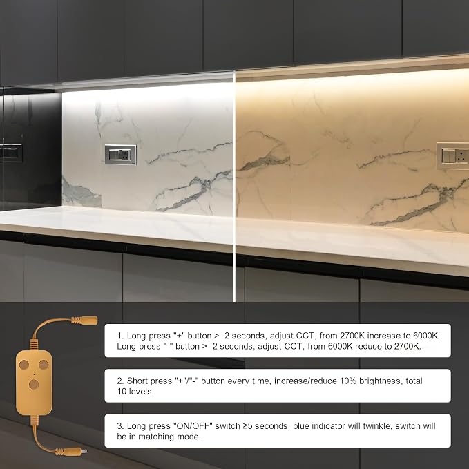 2pack 40inch Smart Under Cabinet Lighting, 2700-6000K Under Counter Kitchen LED Light, Dimmable Under Counter Closet Light Fixture APP Control, Work with Alexa, Google Assistant (Gold)